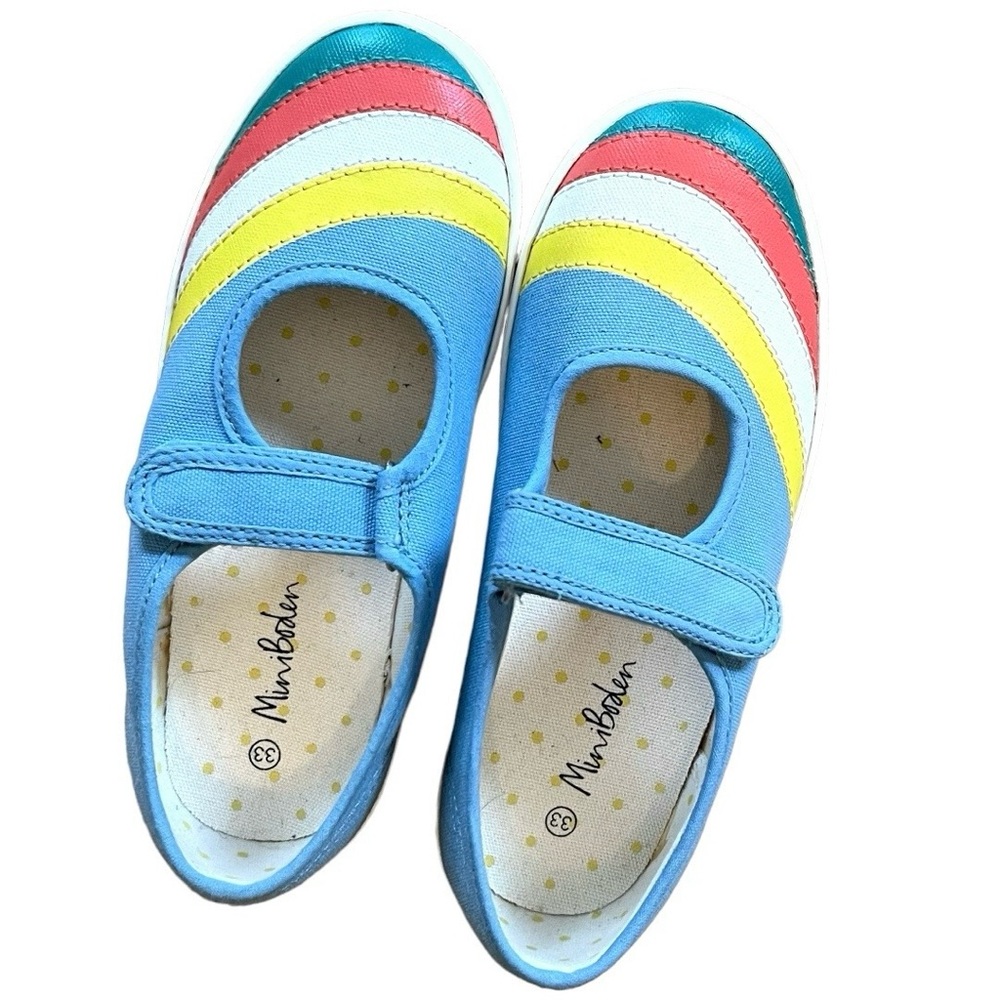 Mini Boden Mary Jane sneakers with rainbow toes size 33 with box size 2